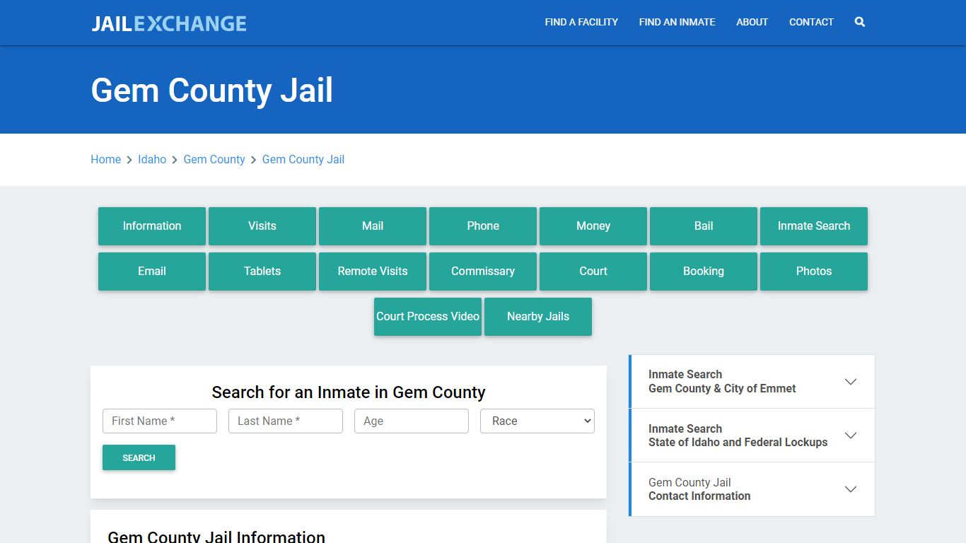 Gem County Jail Roster Lookup, ID, Inmate Search - Jail Exchange