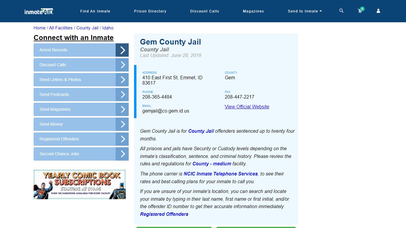 Gem County Jail - Inmate Locator