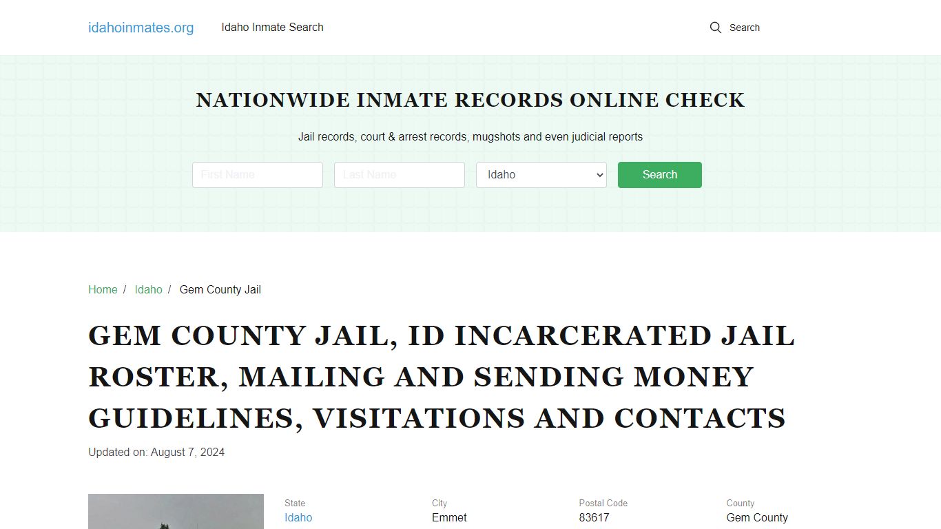 Gem County Jail, ID: Inmate Lookup, Visitation & Contact Info